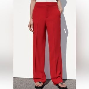 Zara Red High Waisted Trousers